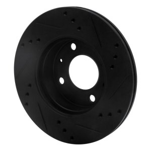 Hyundai Accent Brake Rotor (1) - Front Left - R1 Concepts - Drilled & Slotted - Black - `00-`02